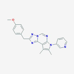 molecular formula C22H20N6O B358174 4-{[8,9-dimethyl-7-(3-pyridinyl)-7H-pyrrolo[3,2-e][1,2,4]triazolo[1,5-c]pyrimidin-2-yl]methyl}phenyl methyl ether CAS No. 904009-20-7