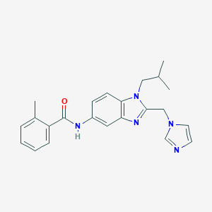 molecular formula C23H25N5O B358175 N-[2-(1H-imidazol-1-ylmethyl)-1-isobutyl-1H-benzimidazol-5-yl]-2-methylbenzamide CAS No. 903860-61-7