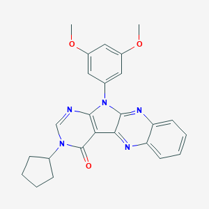 molecular formula C25H23N5O3 B358176 3-cyclopentyl-11-(3,5-dimethoxyphenyl)-3,11-dihydro-4H-pyrimido[5',4':4,5]pyrrolo[2,3-b]quinoxalin-4-one CAS No. 836635-24-6