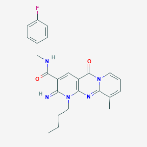 molecular formula C24H24FN5O2 B358177 1-butyl-N-(4-fluorobenzyl)-2-imino-10-methyl-5-oxo-1,5-dihydro-2H-dipyrido[1,2-a:2,3-d]pyrimidine-3-carboxamide CAS No. 847048-85-5