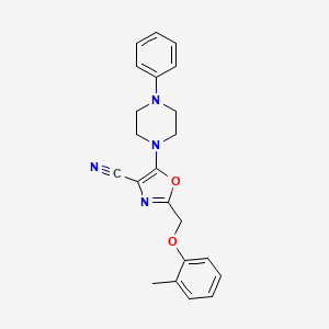 molecular formula C22H22N4O2 B3581786 2-[(2-Methylphenoxy)methyl]-5-(4-phenylpiperazin-1-yl)-1,3-oxazole-4-carbonitrile 