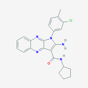 molecular formula C23H22ClN5O B358180 2-amino-1-(3-chloro-4-methylphenyl)-N-cyclopentyl-1H-pyrrolo[2,3-b]quinoxaline-3-carboxamide CAS No. 836651-54-8