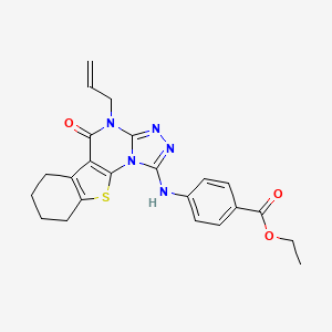 molecular formula C23H23N5O3S B3581824 ethyl 4-[(4-allyl-5-oxo-4,5,6,7,8,9-hexahydro[1]benzothieno[3,2-e][1,2,4]triazolo[4,3-a]pyrimidin-1-yl)amino]benzoate 