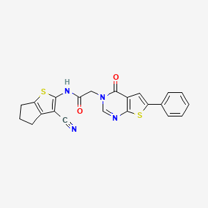 N-(3-cyano-5,6-dihydro-4H-cyclopenta[b]thiophen-2-yl)-2-(4-oxo-6-phenylthieno[2,3-d]pyrimidin-3-yl)acetamide