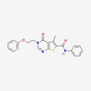 molecular formula C22H19N3O3S B3581877 5-methyl-4-oxo-3-(2-phenoxyethyl)-N-phenyl-3,4-dihydrothieno[2,3-d]pyrimidine-6-carboxamide 