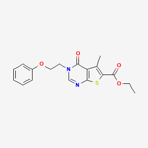 ethyl 5-methyl-4-oxo-3-(2-phenoxyethyl)-3,4-dihydrothieno[2,3-d]pyrimidine-6-carboxylate