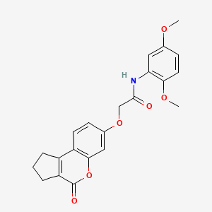 molecular formula C22H21NO6 B3581924 N-(2,5-dimethoxyphenyl)-2-[(4-oxo-1,2,3,4-tetrahydrocyclopenta[c]chromen-7-yl)oxy]acetamide 