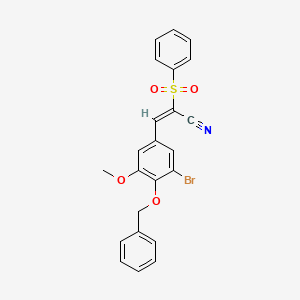 (E)-2-(benzenesulfonyl)-3-(3-bromo-5-methoxy-4-phenylmethoxyphenyl)prop-2-enenitrile