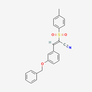 (E)-2-(4-methylphenyl)sulfonyl-3-(3-phenylmethoxyphenyl)prop-2-enenitrile