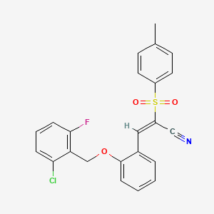 (E)-3-[2-[(2-chloro-6-fluorophenyl)methoxy]phenyl]-2-(4-methylphenyl)sulfonylprop-2-enenitrile