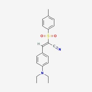 molecular formula C20H22N2O2S B3581970 (E)-3-[4-(diethylamino)phenyl]-2-(4-methylphenyl)sulfonylprop-2-enenitrile 