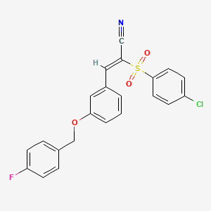 (Z)-2-(4-chlorophenyl)sulfonyl-3-[3-[(4-fluorophenyl)methoxy]phenyl]prop-2-enenitrile