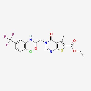 molecular formula C19H15ClF3N3O4S B3581999 ethyl 3-(2-{[2-chloro-5-(trifluoromethyl)phenyl]amino}-2-oxoethyl)-5-methyl-4-oxo-3,4-dihydrothieno[2,3-d]pyrimidine-6-carboxylate 