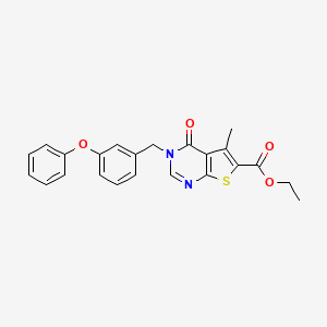 molecular formula C23H20N2O4S B3582016 ethyl 5-methyl-4-oxo-3-(3-phenoxybenzyl)-3,4-dihydrothieno[2,3-d]pyrimidine-6-carboxylate 