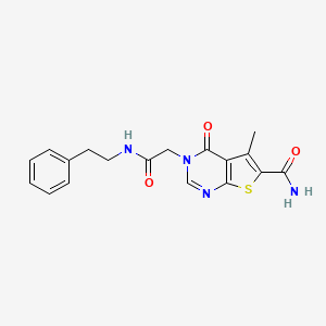 molecular formula C18H18N4O3S B3582038 5-methyl-4-oxo-3-{2-oxo-2-[(2-phenylethyl)amino]ethyl}-3,4-dihydrothieno[2,3-d]pyrimidine-6-carboxamide 