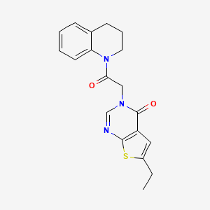 molecular formula C19H19N3O2S B3582048 3-[2-(3,4-dihydro-2H-quinolin-1-yl)-2-oxoethyl]-6-ethylthieno[2,3-d]pyrimidin-4-one 