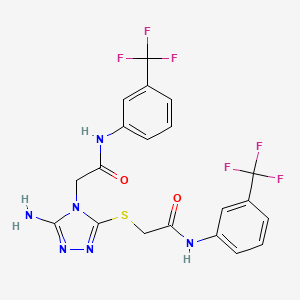 molecular formula C20H16F6N6O2S B3582070 2-((5-amino-4-(2-oxo-2-((3-(trifluoromethyl)phenyl)amino)ethyl)-4H-1,2,4-triazol-3-yl)thio)-N-(3-(trifluoromethyl)phenyl)acetamide 