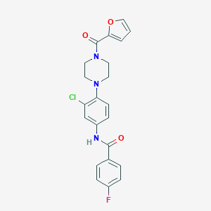 molecular formula C22H19ClFN3O3 B358208 N-{3-chloro-4-[4-(2-furoyl)-1-piperazinyl]phenyl}-4-fluorobenzamide CAS No. 876886-67-8