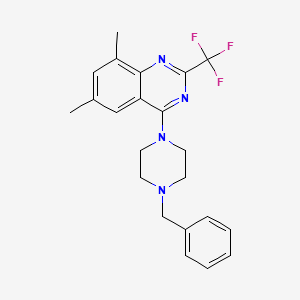 molecular formula C22H23F3N4 B3582143 4-(4-Benzylpiperazin-1-yl)-6,8-dimethyl-2-(trifluoromethyl)quinazoline 