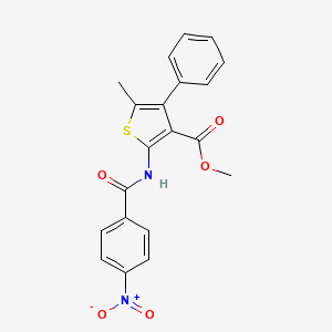 molecular formula C20H16N2O5S B3582175 methyl 5-methyl-2-[(4-nitrobenzoyl)amino]-4-phenyl-3-thiophenecarboxylate 