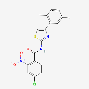 molecular formula C18H14ClN3O3S B3582208 4-chloro-N-[4-(2,5-dimethylphenyl)-1,3-thiazol-2-yl]-2-nitrobenzamide 