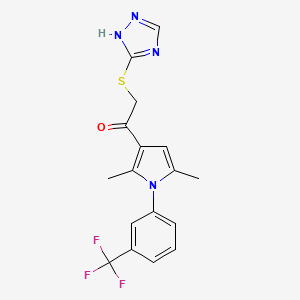 molecular formula C17H15F3N4OS B3582237 1-{2,5-dimethyl-1-[3-(trifluoromethyl)phenyl]-1H-pyrrol-3-yl}-2-(1H-1,2,4-triazol-3-ylthio)ethanone 