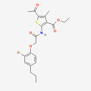 ethyl 5-acetyl-2-{[(2-bromo-4-propylphenoxy)acetyl]amino}-4-methyl-3-thiophenecarboxylate