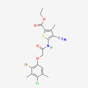 ethyl 5-{[(2-bromo-4-chloro-3,5-dimethylphenoxy)acetyl]amino}-4-cyano-3-methyl-2-thiophenecarboxylate