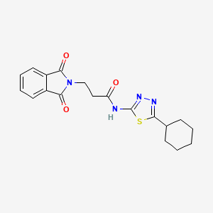 molecular formula C19H20N4O3S B3582406 N-(5-cyclohexyl-1,3,4-thiadiazol-2-yl)-3-(1,3-dioxo-1,3-dihydro-2H-isoindol-2-yl)propanamide 