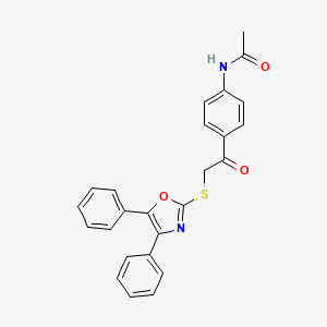 molecular formula C25H20N2O3S B3582497 N-(4-(2-((4,5-diphenyloxazol-2-yl)thio)acetyl)phenyl)acetamide 