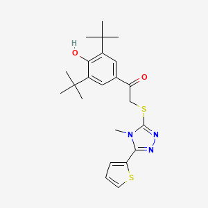 1-(3,5-di-tert-butyl-4-hydroxyphenyl)-2-((4-methyl-5-(thiophen-2-yl)-4H-1,2,4-triazol-3-yl)thio)ethanone