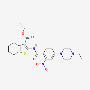 molecular formula C24H30N4O5S B3582548 Ethyl 2-[[4-(4-ethylpiperazin-1-yl)-2-nitrobenzoyl]amino]-4,5,6,7-tetrahydro-1-benzothiophene-3-carboxylate 