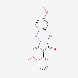 molecular formula C18H15ClN2O4 B3582573 3-Chloro-4-(4-methoxyanilino)-1-(2-methoxyphenyl)pyrrole-2,5-dione 