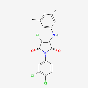 molecular formula C18H13Cl3N2O2 B3582603 3-chloro-1-(3,4-dichlorophenyl)-4-[(3,5-dimethylphenyl)amino]-1H-pyrrole-2,5-dione 