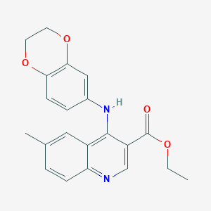 ethyl 4-(2,3-dihydro-1,4-benzodioxin-6-ylamino)-6-methyl-3-quinolinecarboxylate