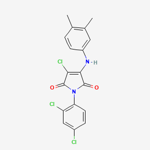 molecular formula C18H13Cl3N2O2 B3582764 3-chloro-1-(2,4-dichlorophenyl)-4-[(3,4-dimethylphenyl)amino]-1H-pyrrole-2,5-dione 