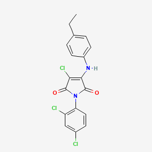 molecular formula C18H13Cl3N2O2 B3582786 3-chloro-1-(2,4-dichlorophenyl)-4-[(4-ethylphenyl)amino]-1H-pyrrole-2,5-dione 