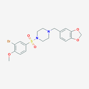 4-{[4-(1,3-Benzodioxol-5-ylmethyl)-1-piperazinyl]sulfonyl}-2-bromophenyl methyl ether