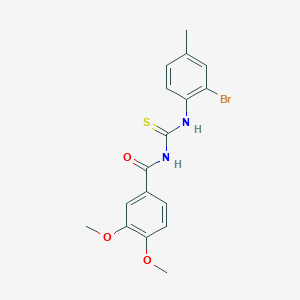 molecular formula C17H17BrN2O3S B3582998 N-[(2-bromo-4-methylphenyl)carbamothioyl]-3,4-dimethoxybenzamide 