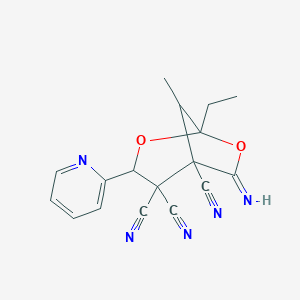 1-Ethyl-6-imino-8-methyl-3-(2-pyridinyl)-2,7-dioxabicyclo[3.2.1]octane-4,4,5-tricarbonitrile