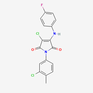 molecular formula C17H11Cl2FN2O2 B3583016 3-chloro-1-(3-chloro-4-methylphenyl)-4-[(4-fluorophenyl)amino]-1H-pyrrole-2,5-dione 