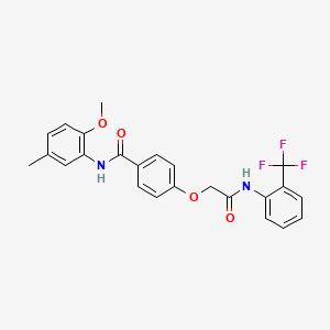 molecular formula C24H21F3N2O4 B3583142 N-(2-methoxy-5-methylphenyl)-4-[2-oxo-2-[2-(trifluoromethyl)anilino]ethoxy]benzamide 