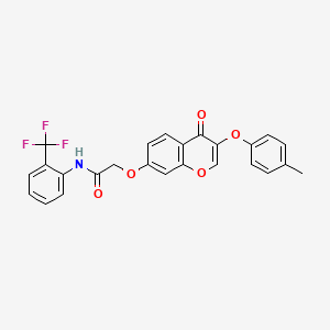 2-[3-(4-methylphenoxy)-4-oxochromen-7-yl]oxy-N-[2-(trifluoromethyl)phenyl]acetamide