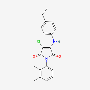 molecular formula C20H19ClN2O2 B3583219 3-CHLORO-1-(2,3-DIMETHYLPHENYL)-4-[(4-ETHYLPHENYL)AMINO]-2,5-DIHYDRO-1H-PYRROLE-2,5-DIONE 