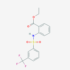 molecular formula C16H14F3NO4S B358325 Ethyl 2-[[3-(trifluoromethyl)phenyl]sulfonylamino]benzoate CAS No. 613657-62-8
