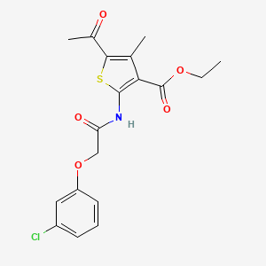 ETHYL 5-ACETYL-2-[2-(3-CHLOROPHENOXY)ACETAMIDO]-4-METHYLTHIOPHENE-3-CARBOXYLATE