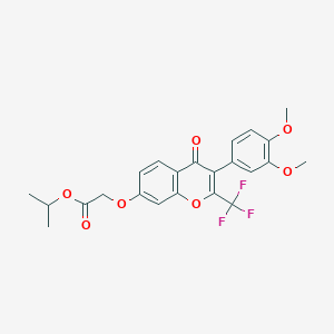 molecular formula C23H21F3O7 B3583403 PROPAN-2-YL 2-{[3-(3,4-DIMETHOXYPHENYL)-4-OXO-2-(TRIFLUOROMETHYL)-4H-CHROMEN-7-YL]OXY}ACETATE 