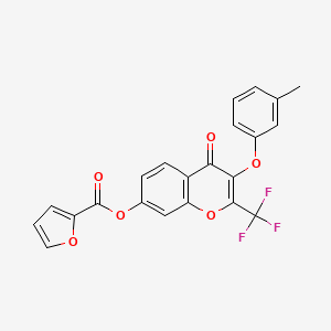 3-(3-methylphenoxy)-4-oxo-2-(trifluoromethyl)-4H-chromen-7-yl furan-2-carboxylate