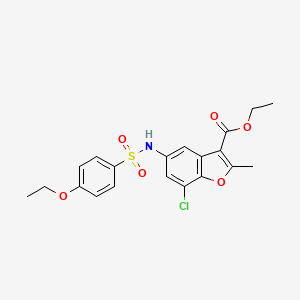 molecular formula C20H20ClNO6S B3583820 ethyl 7-chloro-5-{[(4-ethoxyphenyl)sulfonyl]amino}-2-methyl-1-benzofuran-3-carboxylate 