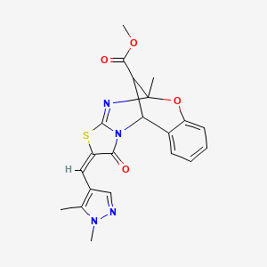 methyl 13-[(1,5-dimethyl-1H-pyrazol-4-yl)methylene]-9-methyl-14-oxo-8-oxa-12-thia-10,15-diazatetracyclo[7.6.1.0~2,7~.0~11,15~]hexadeca-2,4,6,10-tetraene-16-carboxylate